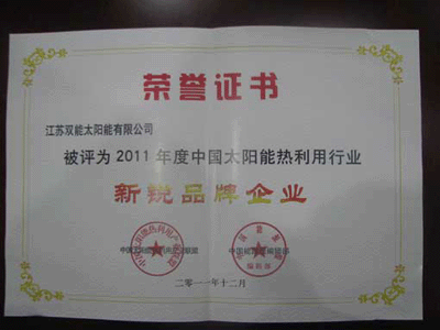 【雙能】太陽能喜獲“新銳品牌企業”榮譽